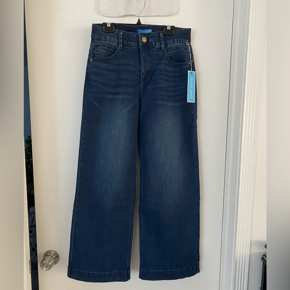 NWT Draper James 5-Pocket Wide Leg Crop Jeans in Blue SZ 6